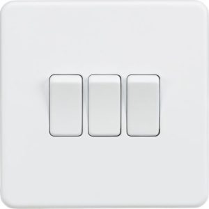 KNIGHTSBRIDGE SCREWLESS 10AX 3G 2-WAY SWITCH - MATT WHITE