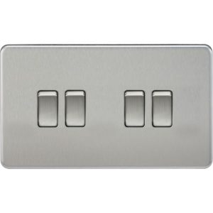 KNIGHTSBRIDGE SCREWLESS 10AX 4G 2-WAY SWITCH - BRUSHED CHROME