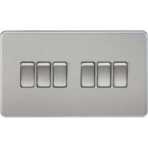 KNIGHTSBRIDGE SCREWLESS 10AX 6G 2-WAY SWITCH - BRUSHED CHROME