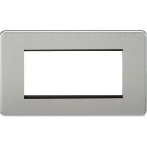 KNIGHTSBRIDGE SCREWLESS 4G MODULAR FACEPLATE - BRUSHED CHROME