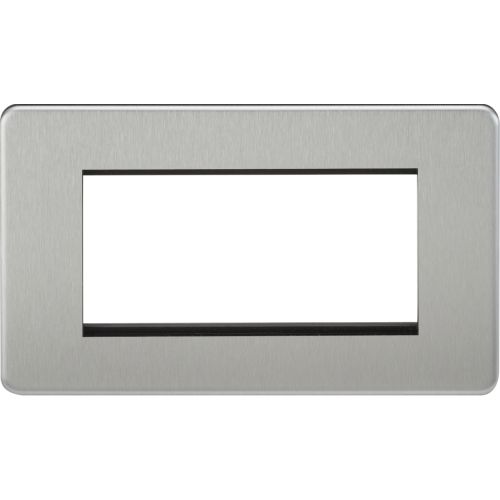 KNIGHTSBRIDGE SCREWLESS 4G MODULAR FACEPLATE - BRUSHED CHROME