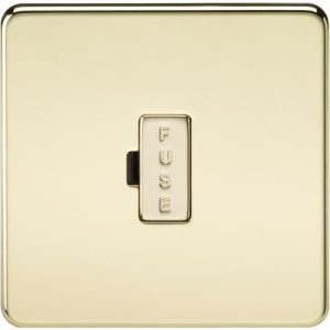 KNIGHTSBRIDGE SCREWLESS 13A FUSED SPUR UNIT - POLISHED BRASS