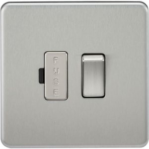 KNIGHTSBRIDGE SCREWLESS 13A SWITCHED FUSED SPUR UNIT - BRUSHED CHROME