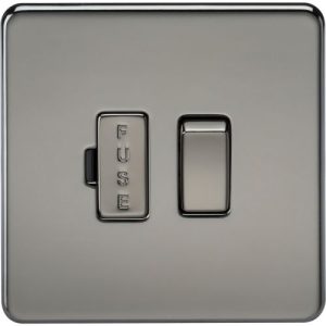 KNIGHTSBRIDGE SCREWLESS 13A SWITCHED FUSED SPUR UNIT - BLACK NICKEL