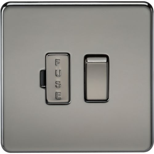 KNIGHTSBRIDGE SCREWLESS 13A SWITCHED FUSED SPUR UNIT - BLACK NICKEL