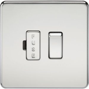 KNIGHTSBRIDGE SCREWLESS 13A SWITCHED FUSED SPUR UNIT - POLISHED CHROME