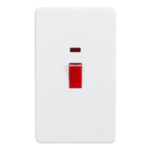 KNIGHTSBRIDGE SCREWLESS 45A 2G DP SWITCH WITH NEON - MATT WHITE