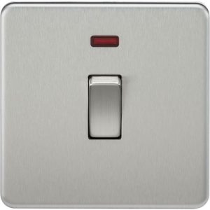 KNIGHTSBRIDGE SCREWLESS 20A 1G DP SWITCH WITH NEON - BRUSHED CHROME