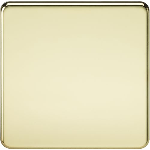 KNIGHTSBRIDGE SCREWLESS 1G BLANKING PLATE - POLISHED BRASS