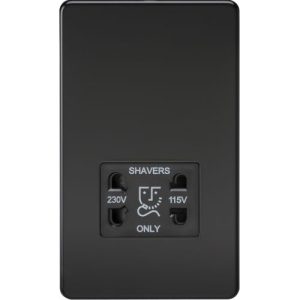KNIGHTSBRIDGE SCREWLESS 115V/230V DUAL VOLTAGE SHAVER SOCKET - MATT BLACK