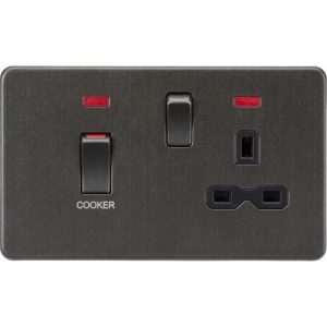 KNIGHTSBRIDGE 45A DP SWITCH AND 13A SWITCHED SOCKET WITH NEONS - SMOKED BRONZE