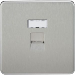 KNIGHTSBRIDGE SCREWLESS RJ45 NETWORK OUTLET - BRUSHED CHROME