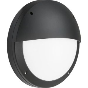 KNIGHTSBRIDGE 230V IP65 18W LED EYELID BULKHEAD CCT WITH EMERGENCY BLACK