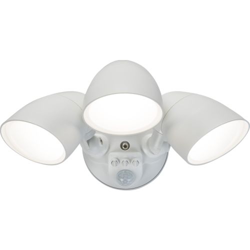 KNIGHTSBRIDGE 110-230V IP65 WHITE 30W SECURITY FLOODLIGHT WITH PIR, LIGHT SENSOR, 3X CCT AND MANUAL OVERRIDE