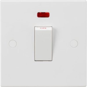 KNIGHTSBRIDGE SQUARE EDGE 1G 45A SWITCH (WHITE) + NEON