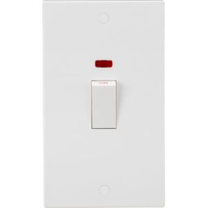 KNIGHTSBRIDGE SQUARE EDGE 2G 45A VERTICAL SWITCH (WHITE) + NEON