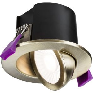 NEW KNIGHTSBRIDGE ANTIQUE BRASS EVO 5/7W 2700/3K/4K/6K TILT IP65 DIMMABLE CCT DOWNLIGHT (C/O-70MM)