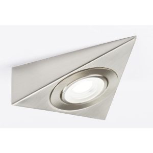 KNIGHTSBRIDGE 230V LED TRIANGULAR UNDER CABINET LIGHT - BRUSHED CHROME 4000K