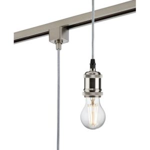 KNIGHTSBRIDGE 230V 1.8M E27 VINTAGE TRACK PENDANT - BRUSHED CHROME