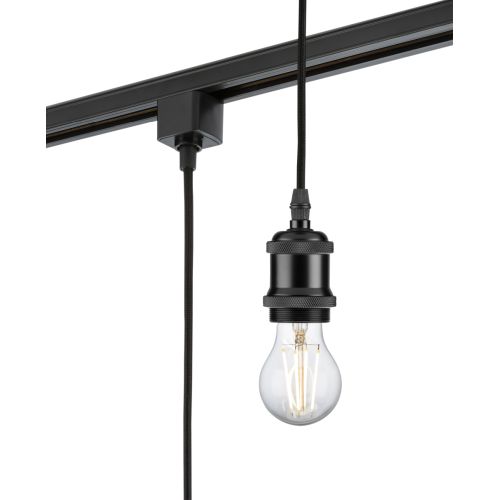 KNIGHTSBRIDGE 230V 1.8M E27 VINTAGE TRACK PENDANT - BLACK