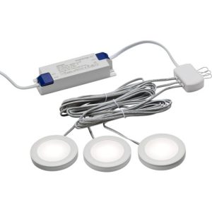 KNIGHTSBRIDGE 230V IP20 2.5W LED DIMMABLE UNDER CABINET LIGHTS IN WHITE - PACK OF 3 - 4000K