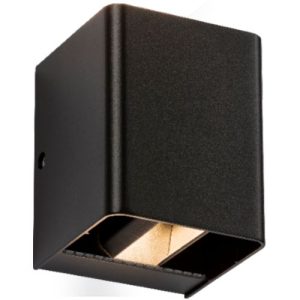 KNIGHTSBRIDGE 230V IP65 2 X 6W LED ADJUSTABLE UP AND DOWN WALL LIGHT BLACK - 3000K