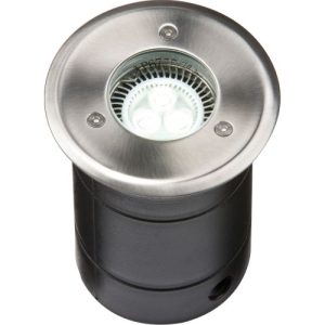 KNIGHTSBRIDGE 230V IP67 GRADE 304 STAINLESS STEEL WALKOVER / DRIVEOVER LIGHT, DEPTH - 140MM, FLANGE - 105MM