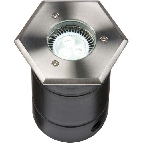 KNIGHTSBRIDGE 230V IP67 HEXAGON STAINLESS STEEL WALKOVER / DRIVEOVER LIGHT