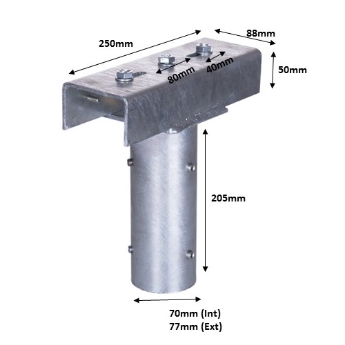 KR PRODUCTS STREET LIGHT BRACKET TO FIT OVER 60MM DIA COLUMN TO CARRY 1 X LED FLOODLIGHT