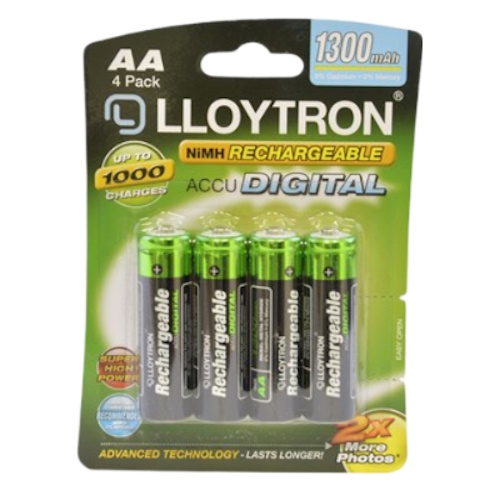 LLOYTRON RECHARGEABLE 1300MAH AA BATTERY- 4PK