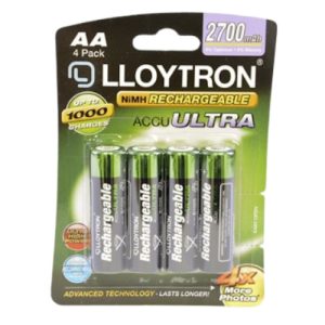 LLOYTRON RECHARGEABLE 2700MAH AA BATTERY- 4PK