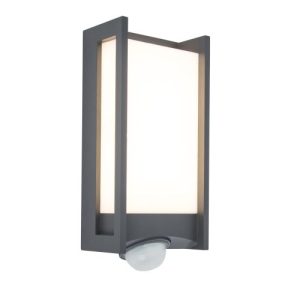 LUTEC QUBO PIR DARK GREY WALL LIGHT
