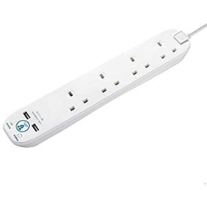 MASTERPLUG WHITE 10G 4M SURGE USB LEAD