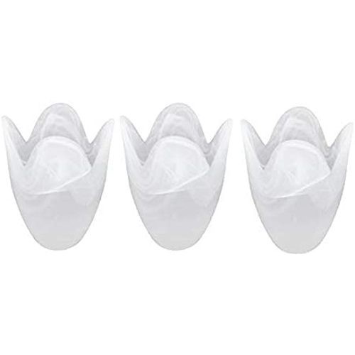 SET OF 3 MARBLE EFFECT GLASS SHADES - TULIP SHAPE