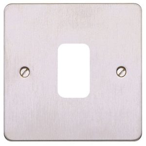 MK EDGE 1G TOGGLE GRID FRONT PLATE BRUSHED STAINLESS STEEL