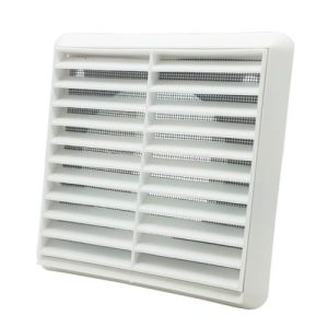 100MM WHITE LOUVRED GRILL WITH FLY-SCREEN