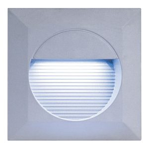 KNIGHTSBRIDGE IP44 1W WHITE LED GREY ALUMINUM SQUARE RECESSED WALL LIGHT
