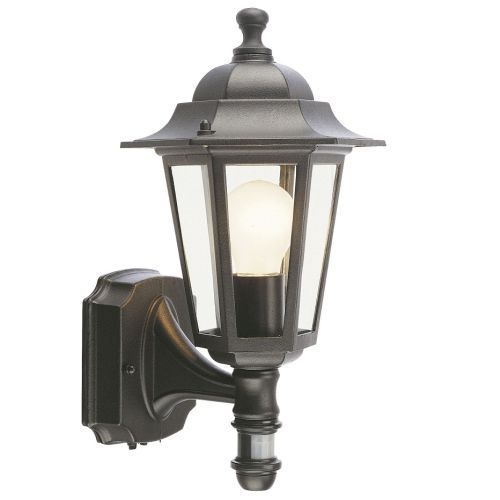6 SIDED BLACK COACH LANTERN+PIR