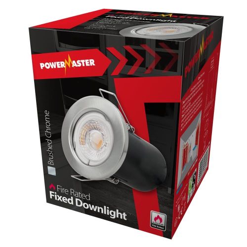 DOWNLIGHT (63MM CUT) GU10 FIRE RATED BRUSHED CHROME