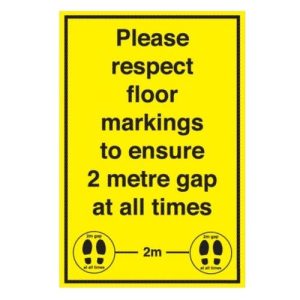 PPE LAMINATED A2 PAPER POSTER 'PLEASE RESPECT FLOOR MARKINGS'