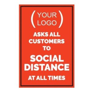 PPE LAMINATED A4 VINYL STICKER 'SOCIAL DISTANCE AT ALL TIMES'