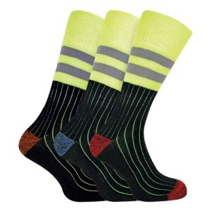 RJM MENS 3 PACK HIGH VIZ WORK SOCKS
