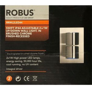 ROBUS SWIFT 2X1W IP44 UP/DOW B/CHR
