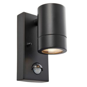SAXBY PALIN MATT BLACK IP44 GU10 SINGLE WALL SPOT+ PIR