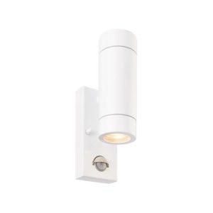 SAXBY PALIN UP/DOWN GLOSS WHITE IP44 PIR WALL LIGHT