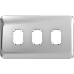 SCHNEIDER LISSE SCREWLESS POLISHED CHROME 3G GRID PLATE WHITE INSERT