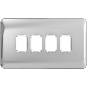 SCHNEIDER LISSE SCREWLESS POLISHED CHROME 4G GRID PLATE WHITE INSERT
