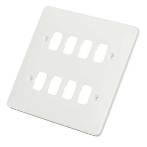 SCHNEIDER LISSE SCREWLESS BRUSHED CHROME 8G GRID FRONT PLATE BLACK INSERT