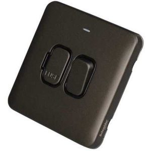 SCHNEIDER LISSE SCREWLESS MOCHA BRONZE SWITCHED FUSED SPUR BLACK INSERT