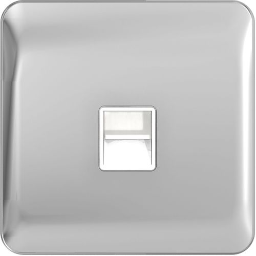 SCHNEIDER LISSE SCREWLESS POLISHED CHROME SLAVE TEL WHITE INSERT